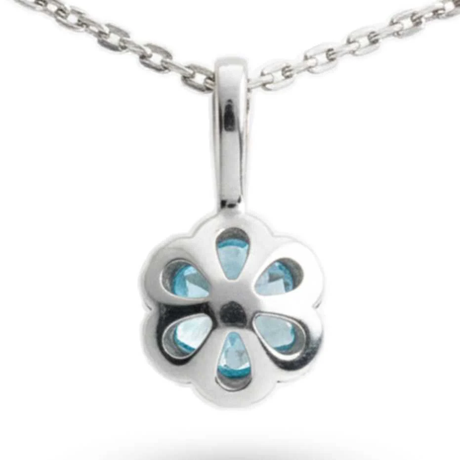 Silver Flower Necklaces for Women Blue Topaz Smoky Quartz Necklaces Sterling Silver Pave Necklace for Women Blue Topaz Quartz Jewelry Gift - Image 11