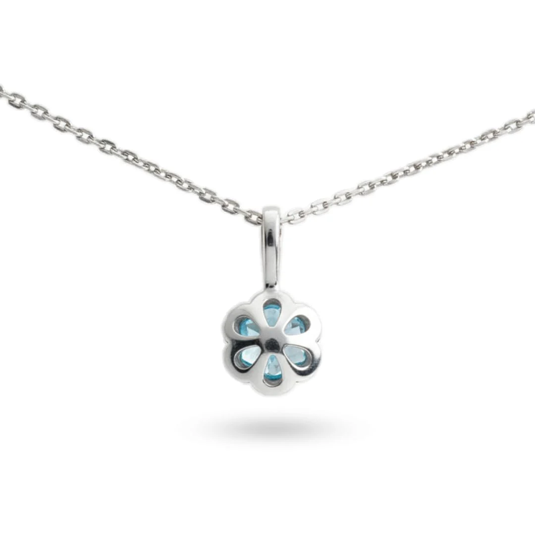 Silver Flower Necklaces for Women Blue Topaz Smoky Quartz Necklaces Sterling Silver Pave Necklace for Women Blue Topaz Quartz Jewelry Gift - Image 12