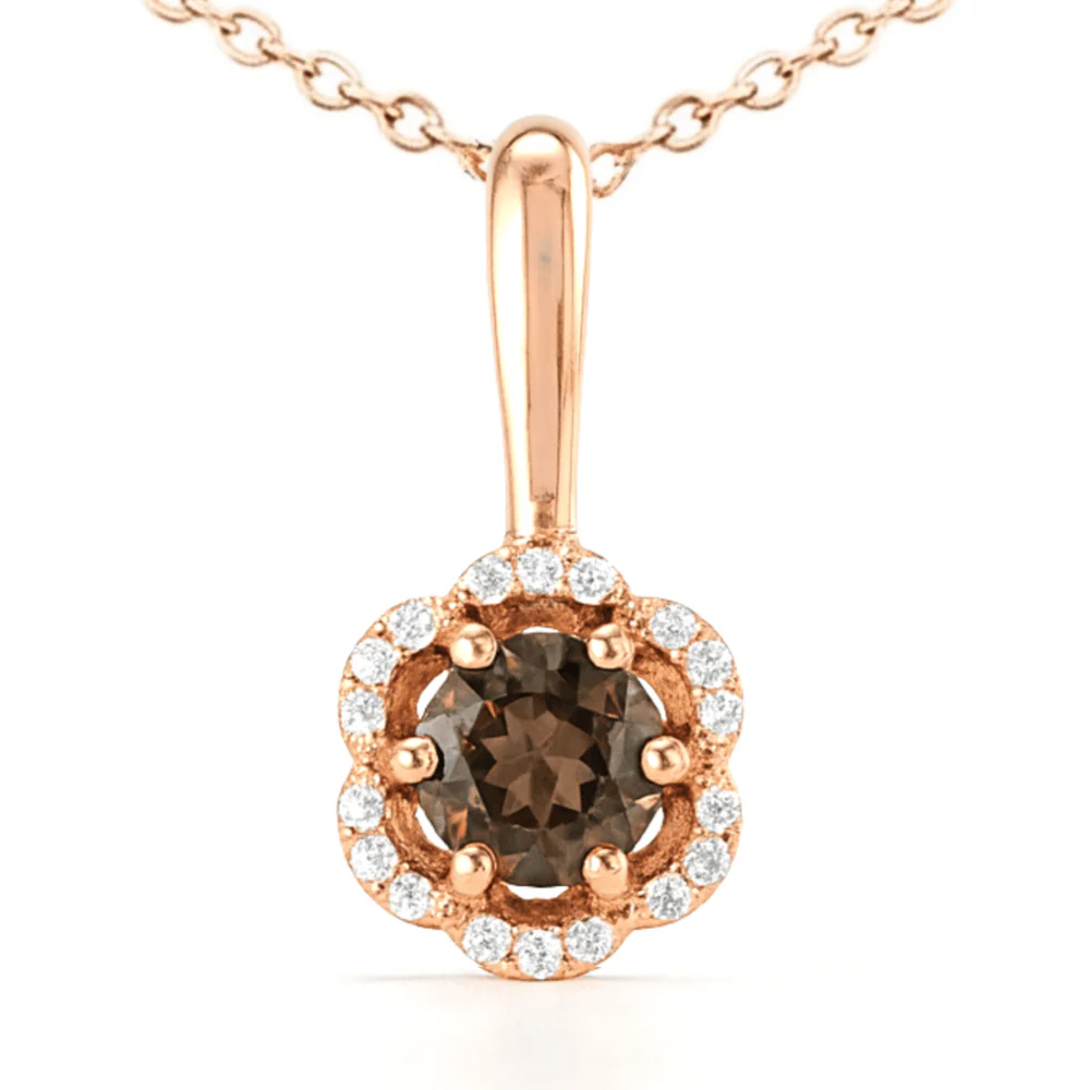 Silver Flower Necklaces for Women Blue Topaz Smoky Quartz Necklaces Sterling Silver Pave Necklace for Women Blue Topaz Quartz Jewelry Gift - Image 3