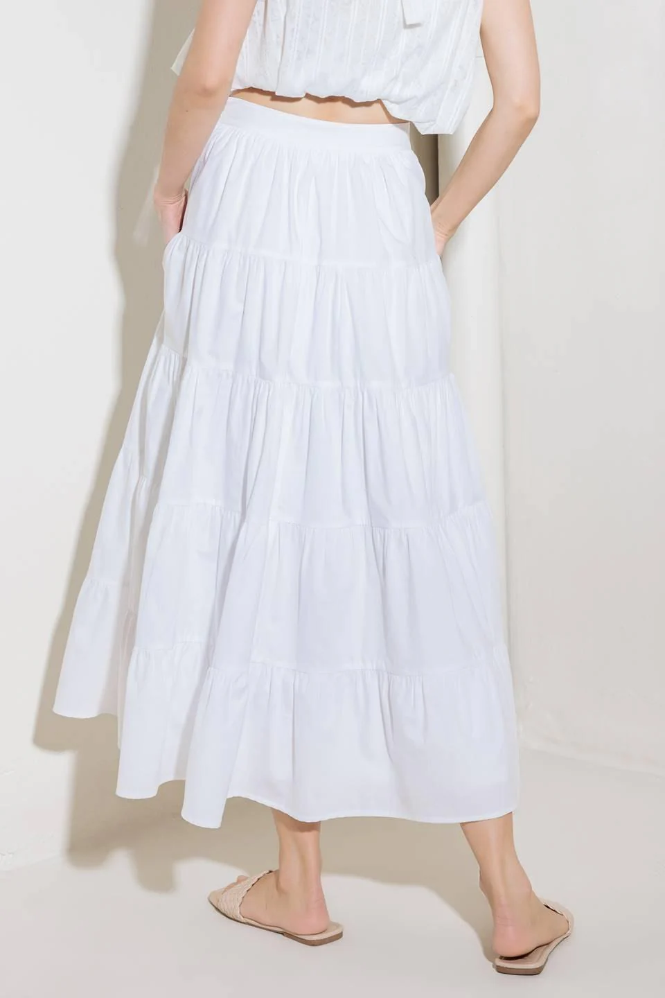 Simply Spellbound White Woven Full Midi Skirt - Image 6