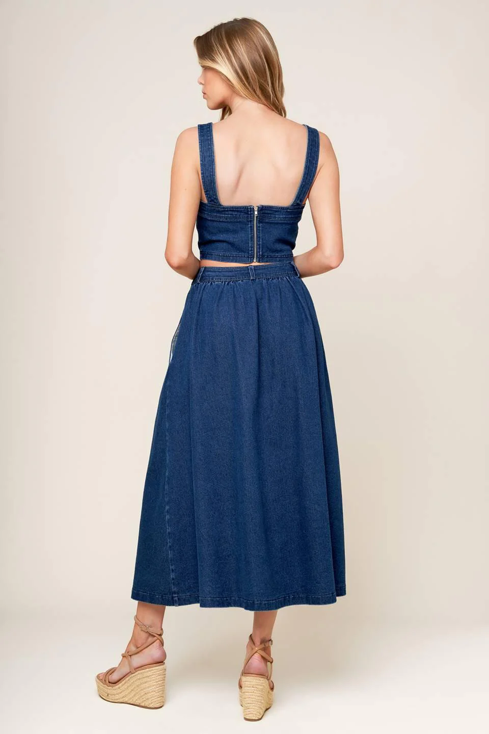 Simply the Vibe Denim Top and Skirt Set - Image 3