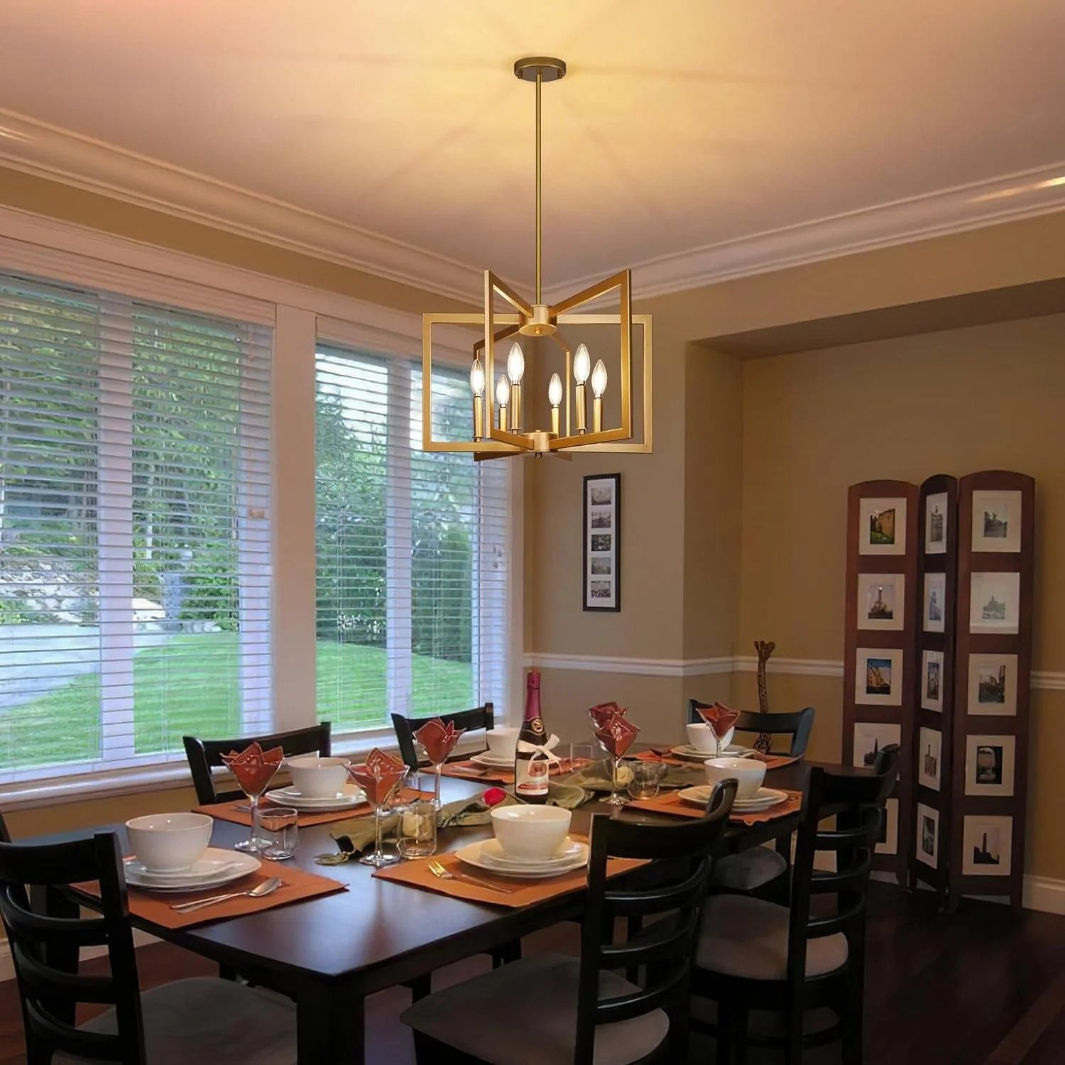 Six Light Gold Pendant Light Modern Farmhouse Chandelier by ShipItFurniture - Image 4