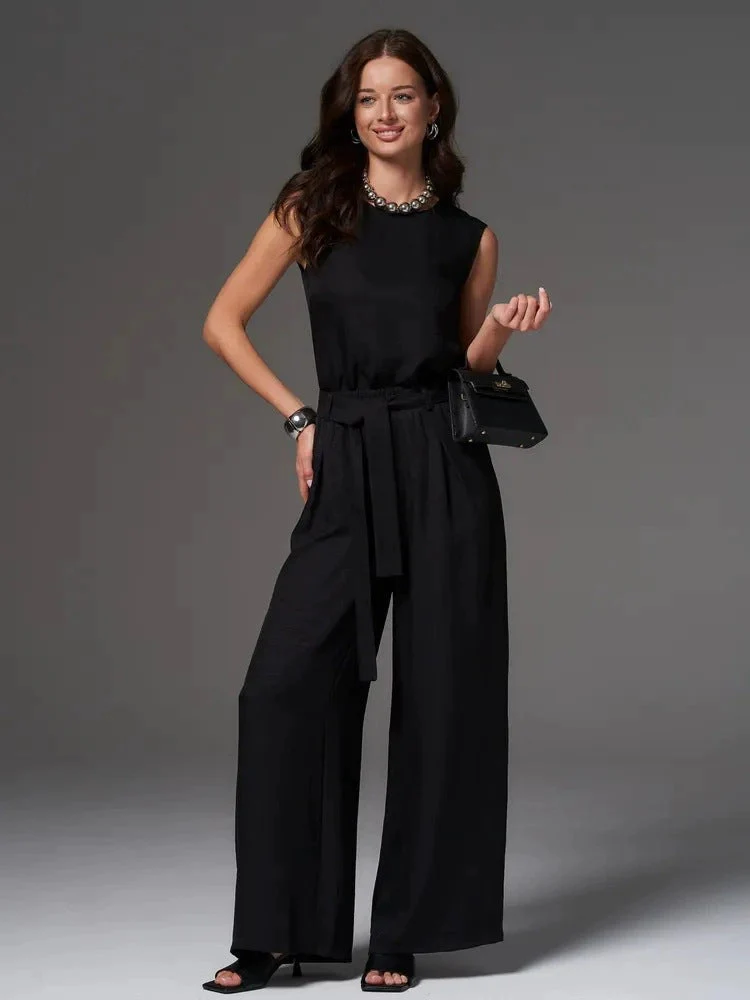 Sleeveless Cotton-Linen Wide-Leg Pants Set – 4 Colors, S–2XL - Image 6