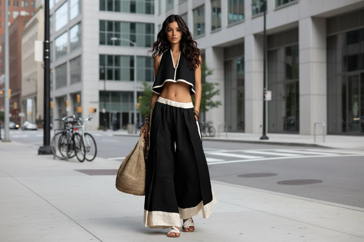 Sleeveless V-Neck Two-Piece Set – Solid Color Lounge & Casual Outfit - Image 2
