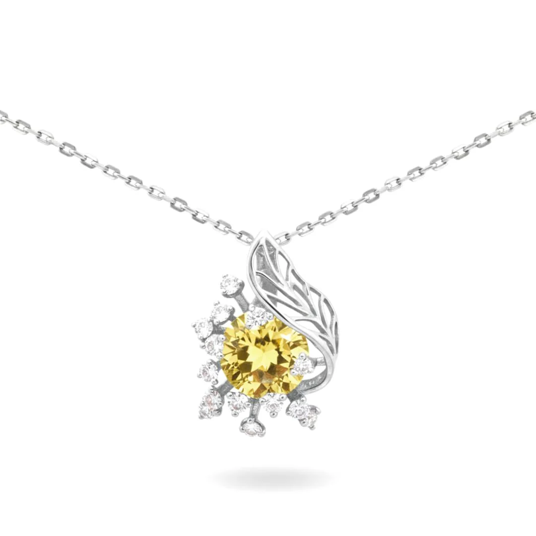 Snowflake Necklace for Women 4.31 Carats14K Gold Plated over Sterling Silver Snowflake Necklace Gold Plated Citrine Blue Topaz Jewelry November Birthstone Necklaces for Women - Image 2