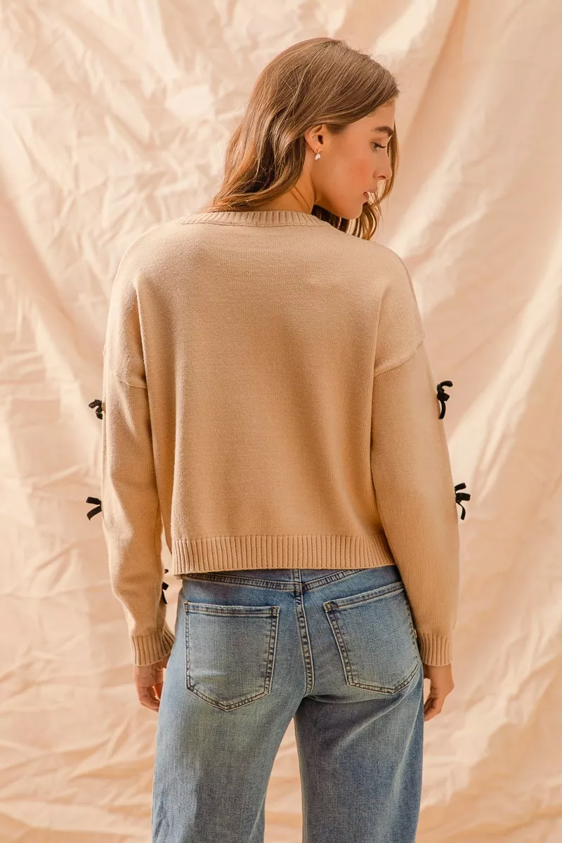 SO ME Ribbon Bow Applique Sweater - Image 5