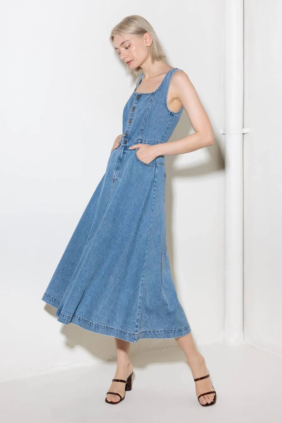 Softly Romantic Denim Midi Dress - Image 4