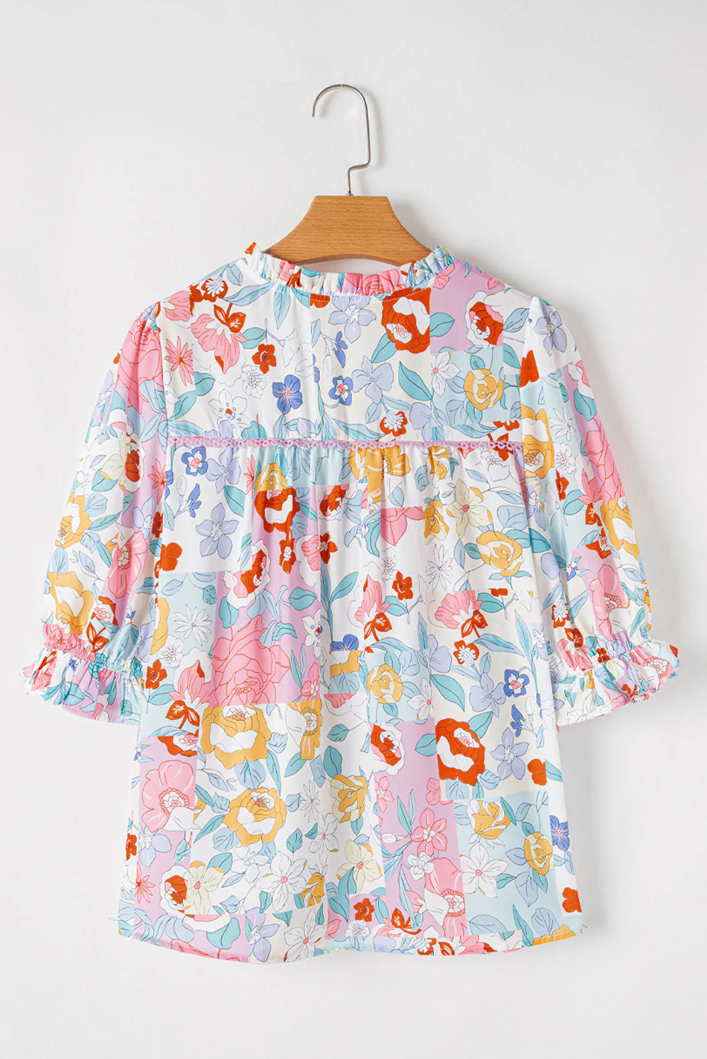 Threaded Pear Solana Boho Flower Half Puff Sleeve Blouse - Image 8