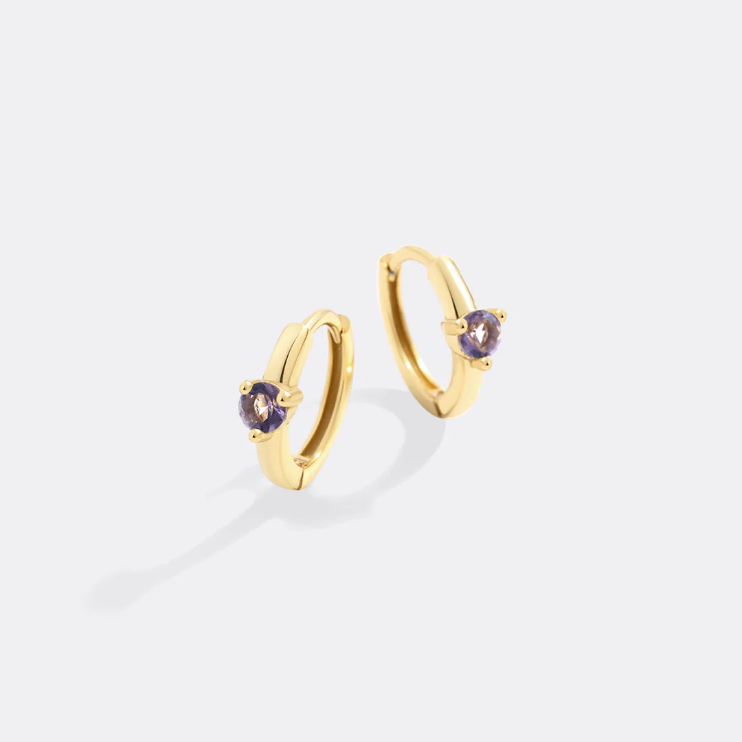 Mint & Lily Solitaire Birthstone Huggie Hoop Earrings - Image 43