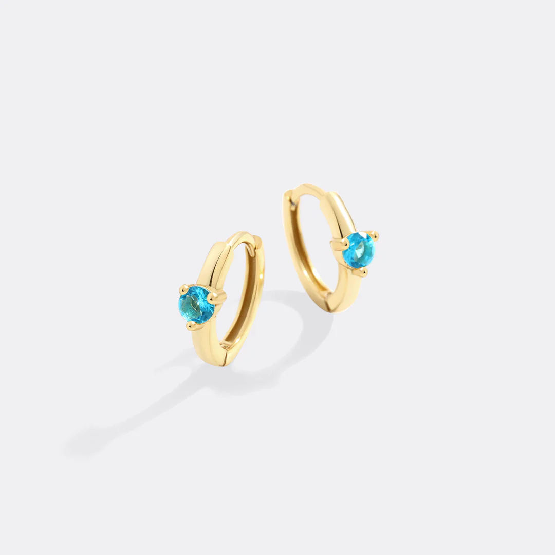 Mint & Lily Solitaire Birthstone Huggie Hoop Earrings - Image 51