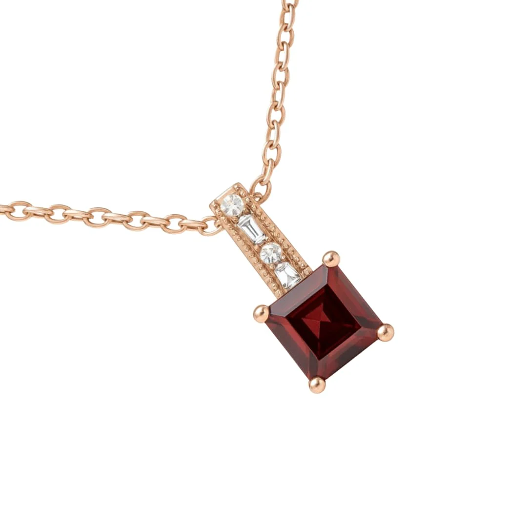 Square Pendant Necklace Garnet Necklace 2.74 Carats14K Gold Plated Necklaces for Women over Sterling Silver Green Agate Jewelry Gift for Women - Image 15