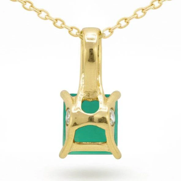 Square Pendant Necklace Garnet Necklace 2.74 Carats14K Gold Plated Necklaces for Women over Sterling Silver Green Agate Jewelry Gift for Women - Image 4