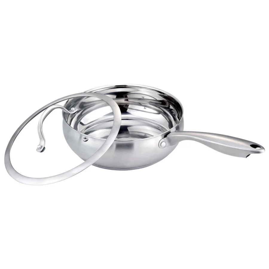 Stainless Cookware, 9.5-Inch Fry Pan with Lid, Tri-Ply Stainless Steel, Professional Grade, Silver, - Image 4