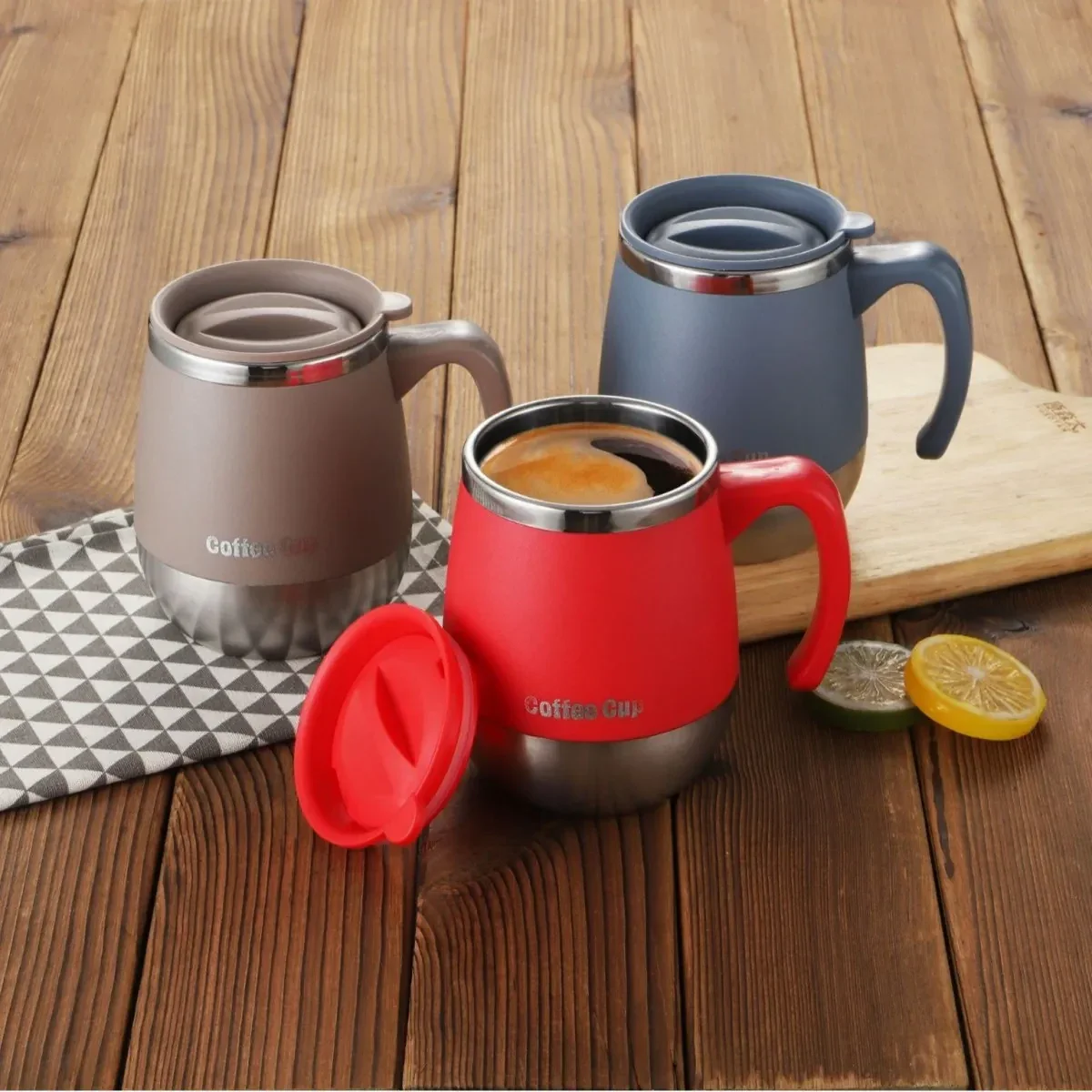 Stainless Steel Insulated Coffee Mug with Lid - Image 4