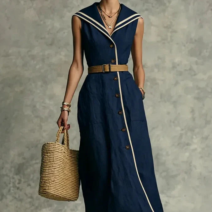 Stand-Up Collar Button-Front Casual Dress | 3 Colors - Image 3