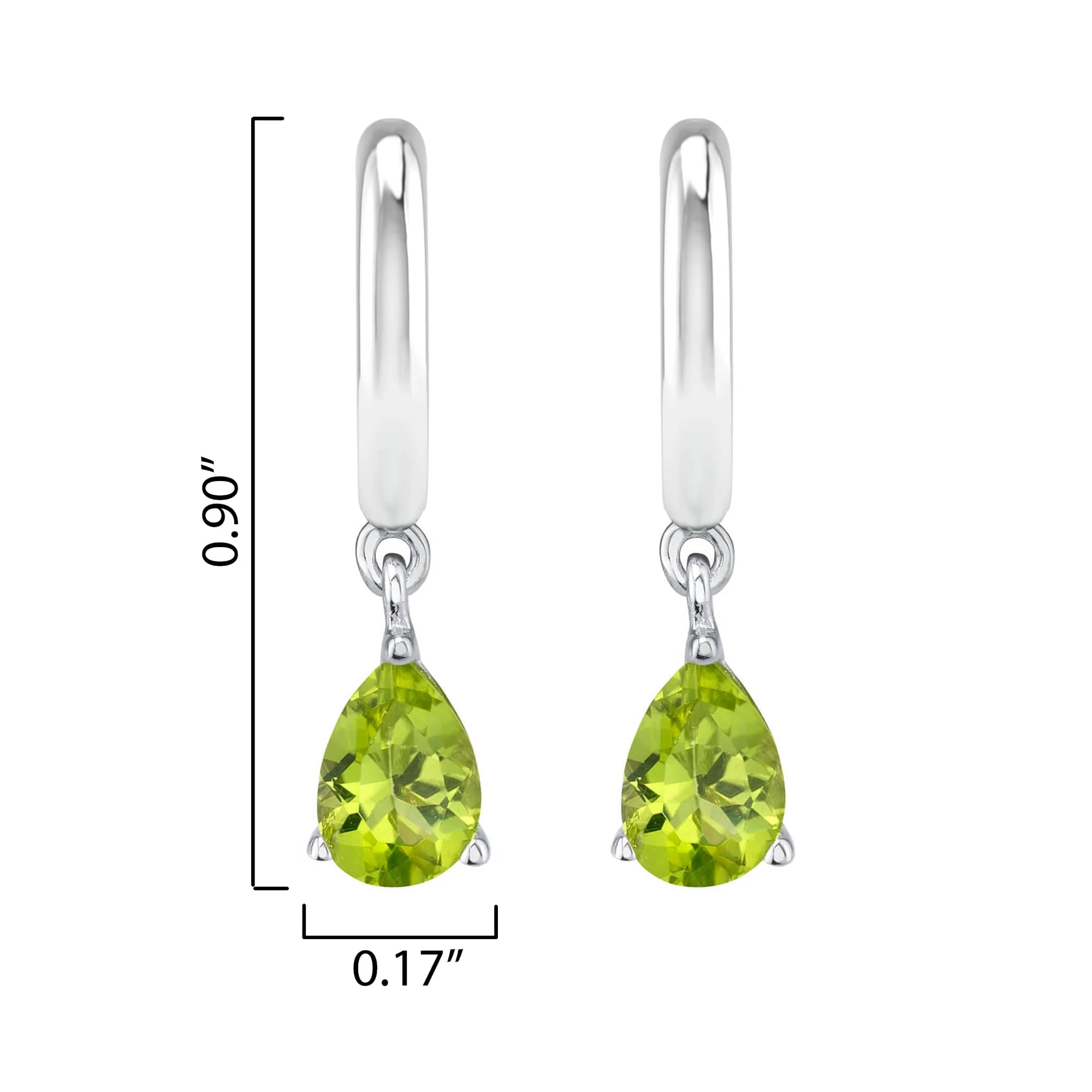 Sterling Silver 1.40CT Pear Shape Natural Peridot Drop Earrings - Image 4