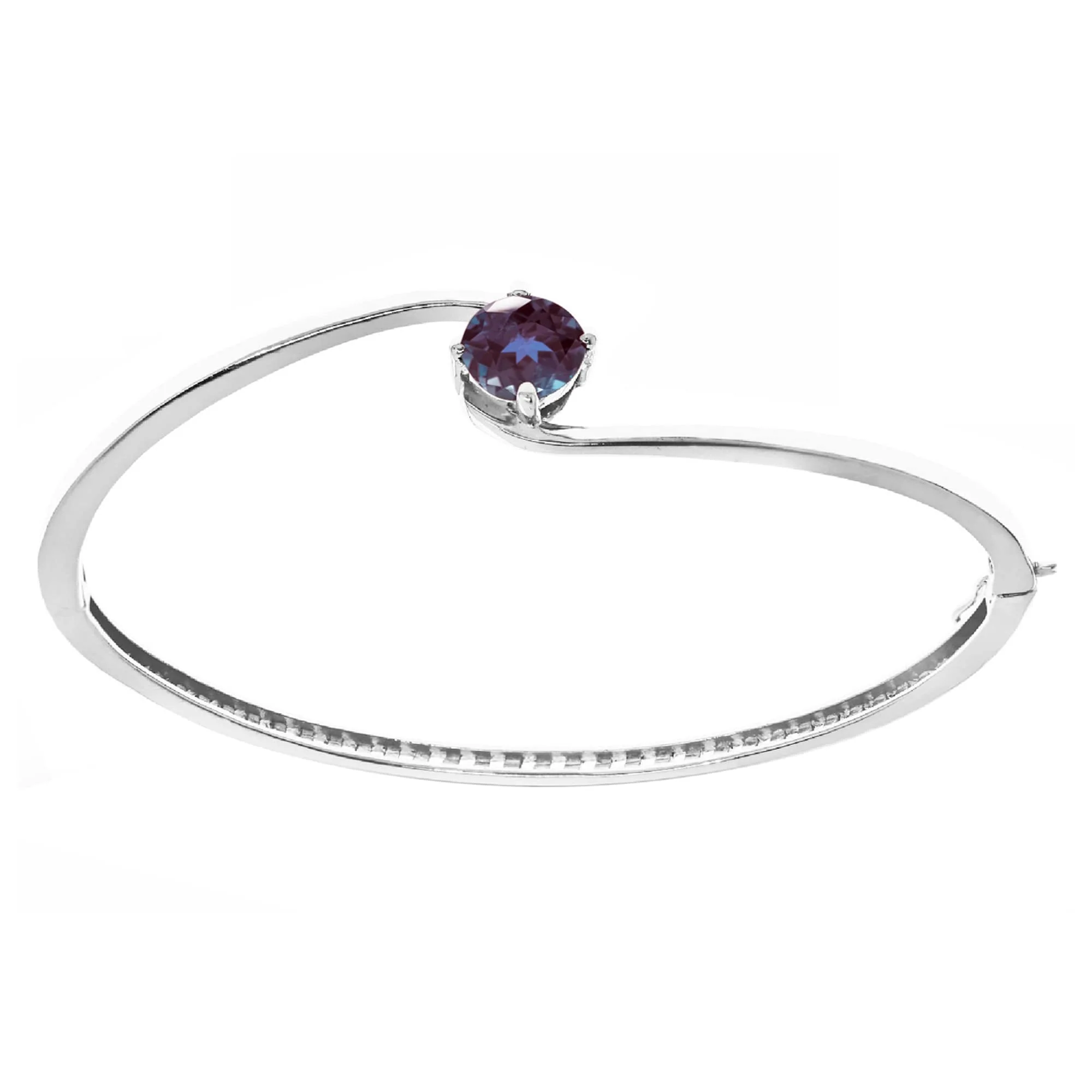 Sterling Silver 2.20CT Color Changing Alexandrite Solitaire Bangle Bracelet - Image 4