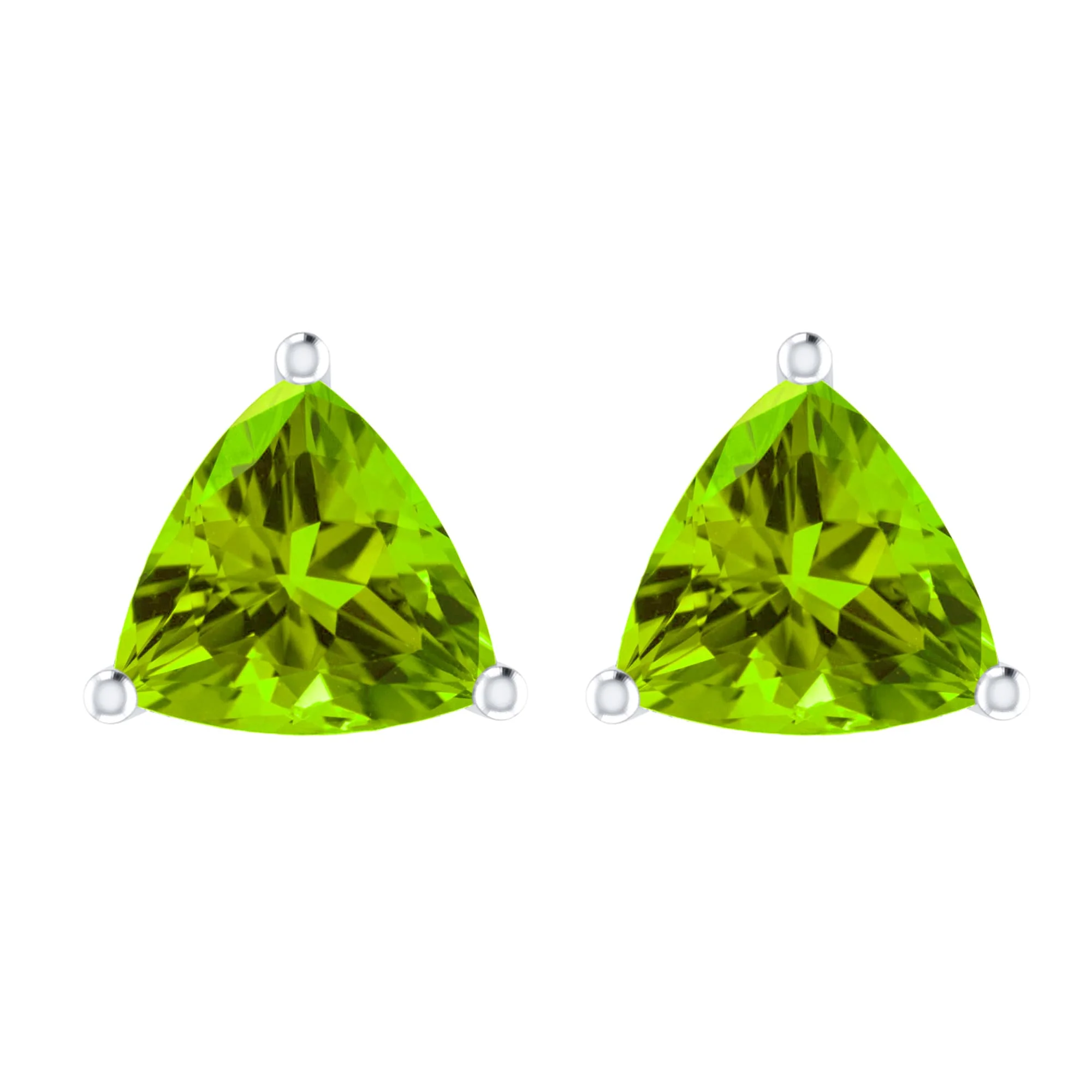 Sterling Silver 3.60CT Natural Peridot Triangle Stud Earrings - Image 2