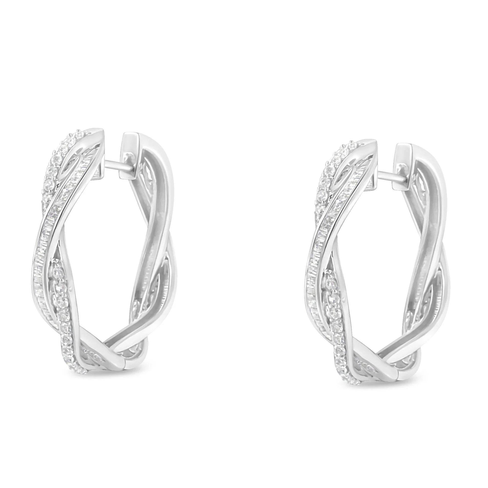 Sterling-Silver Diamond Hoop Earring (0.75 cttw, I-J Color, I2-I3 Clarity) - Image 5