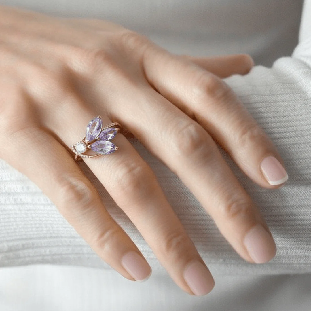 Sterling Silver Flower Rings Amethyst Ring for Women 2.10 Carats February Birthstone Ring Amethyst Rings for Women Sterling Silver Gifts for Her - Image 4