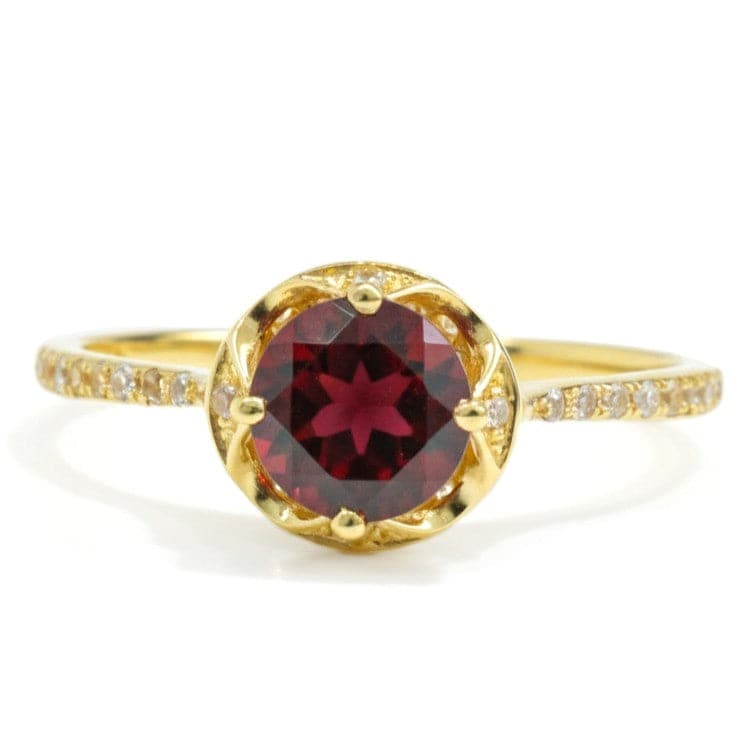 Sterling Silver Solitaire Ring Sterling Silver Floral Rings for Women Solitaire Rings for Women January Birthstone Jewelry Garnet Ring Gifts for Her - Image 4