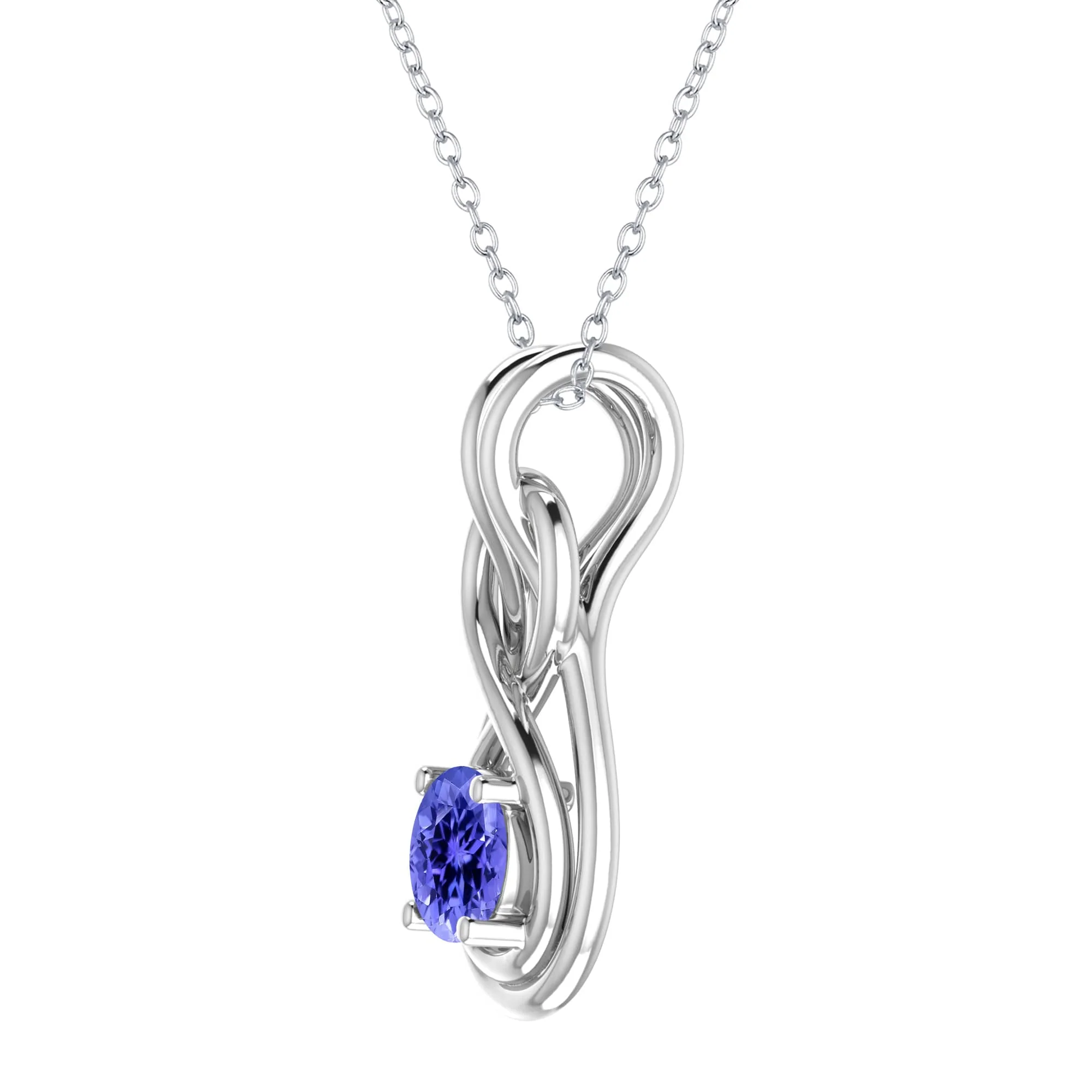 Sterling Silver with Natural Tanzanite Infinity Pendant - Image 5