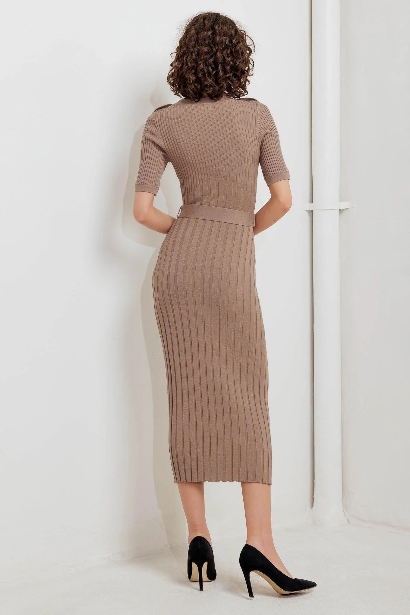 Structured Chic Sweater Midi Dress - Image 2