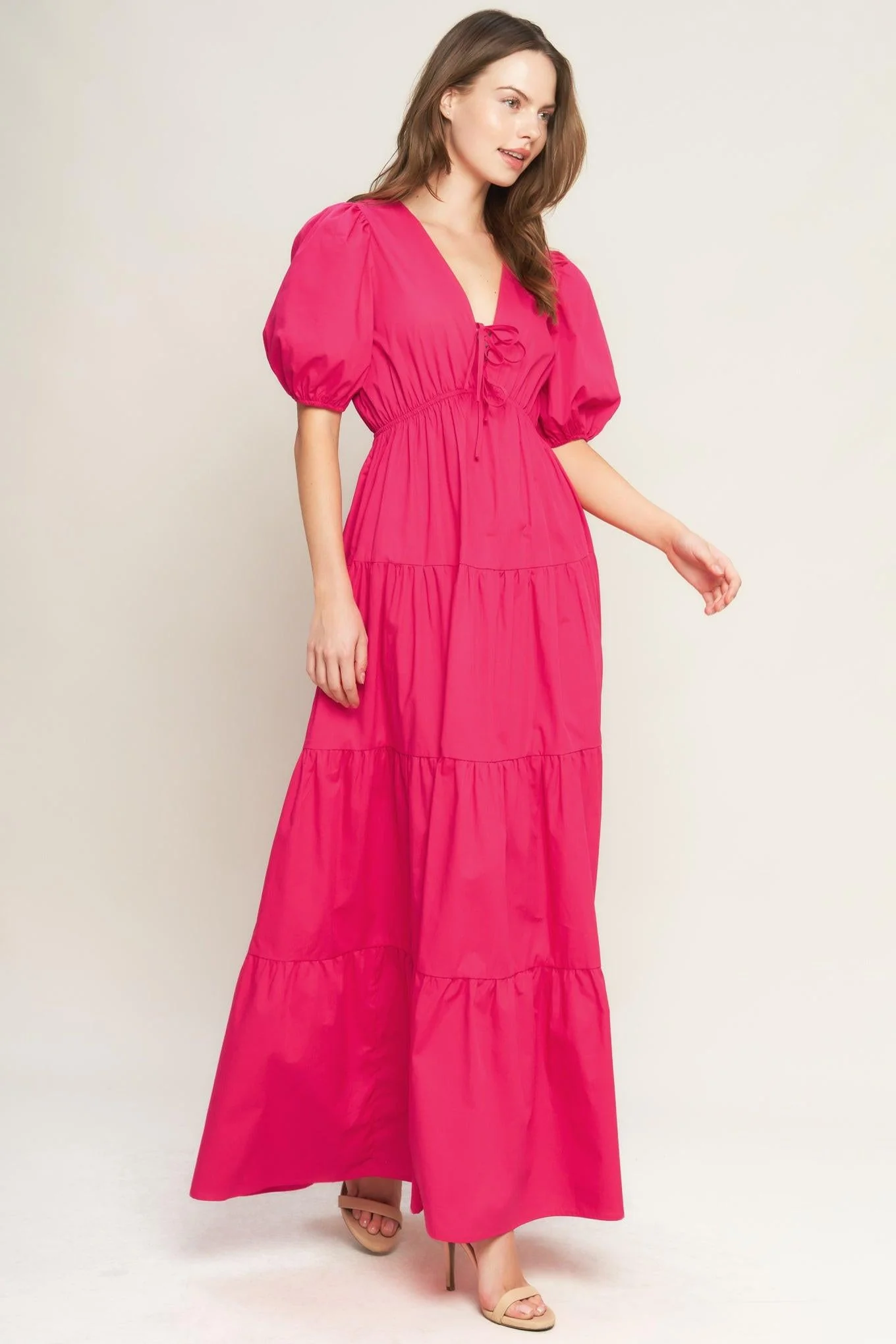 Summer Glow Fuchsia Woven Maxi Dress - Image 6