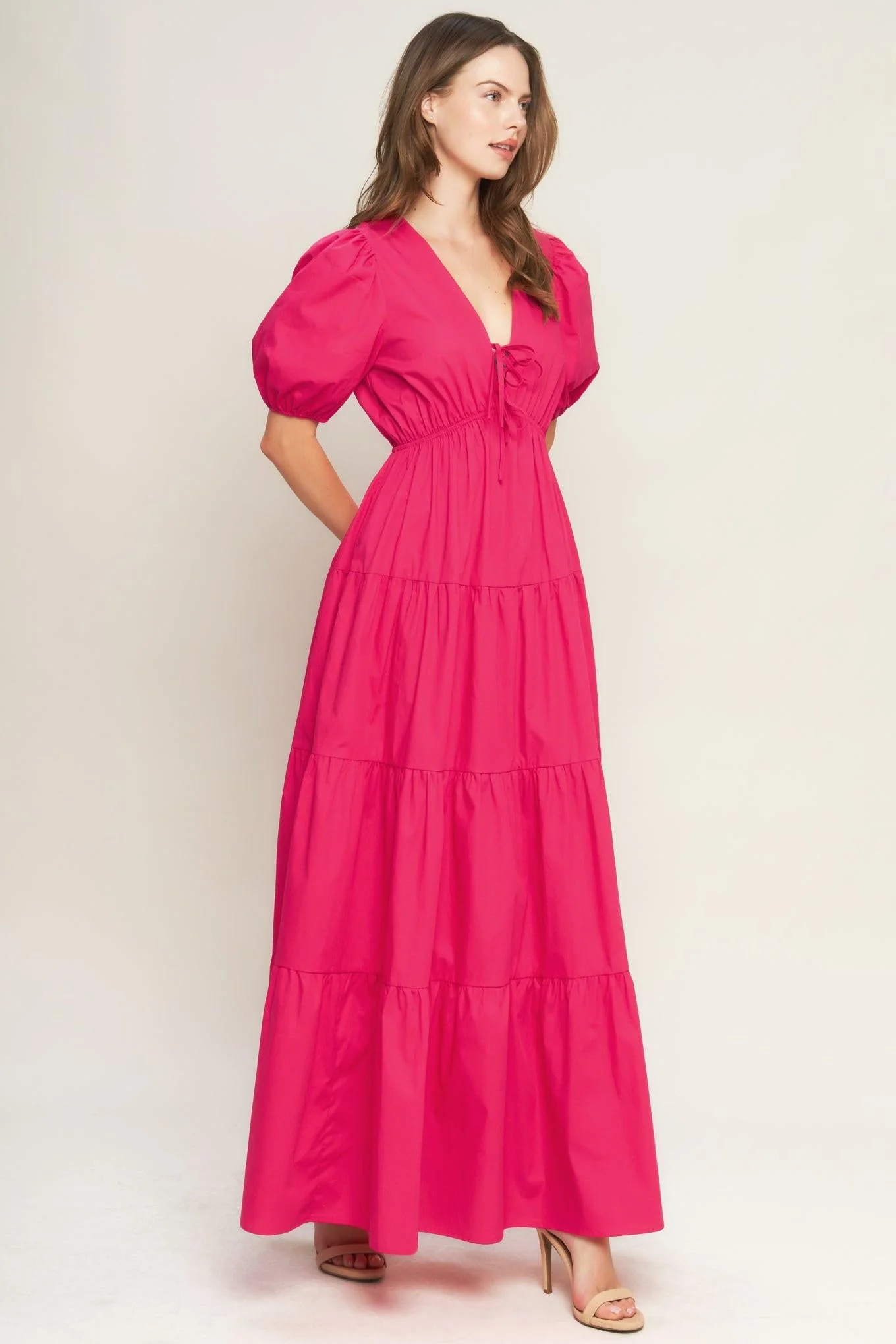 Summer Glow Fuchsia Woven Maxi Dress - Image 7