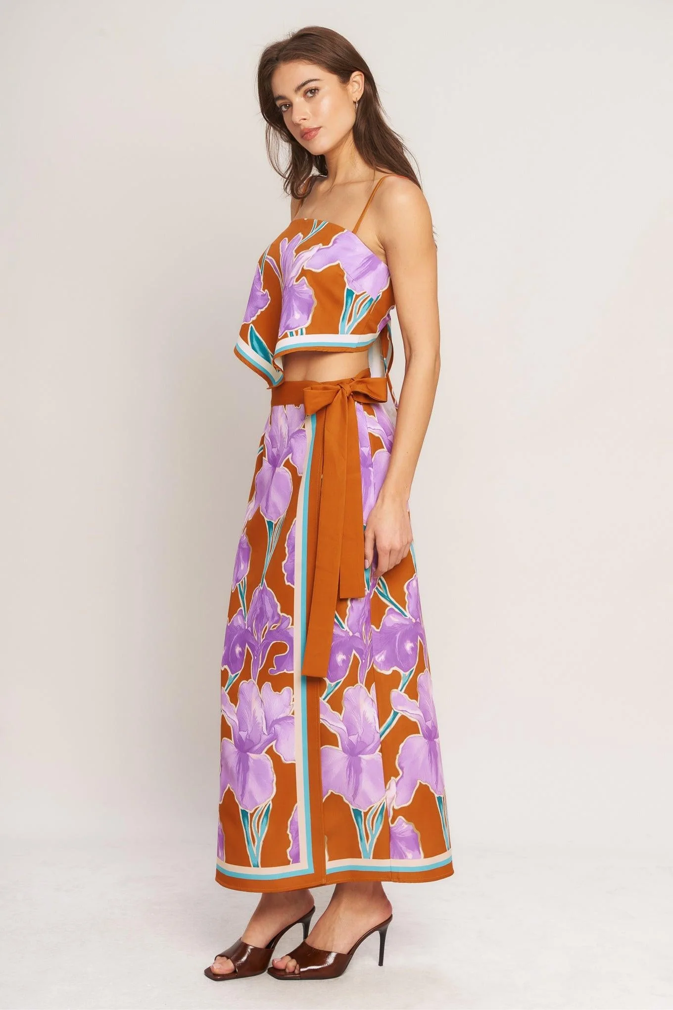 Summer Iris Woven Midi Wrap Skirt - Image 4