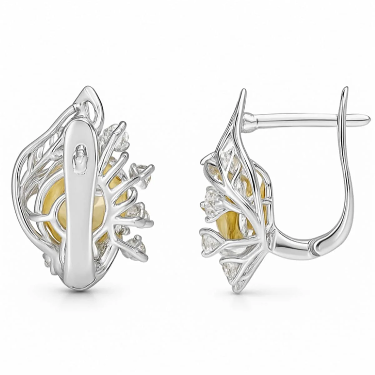 Sunburst Earrings Yellow Citrine Crystal Sterling Silver Snowflake Earrings 3.12 Carats November Birthstone Jewelry for Women Citrine Jewelry Gifts for Women - Image 2