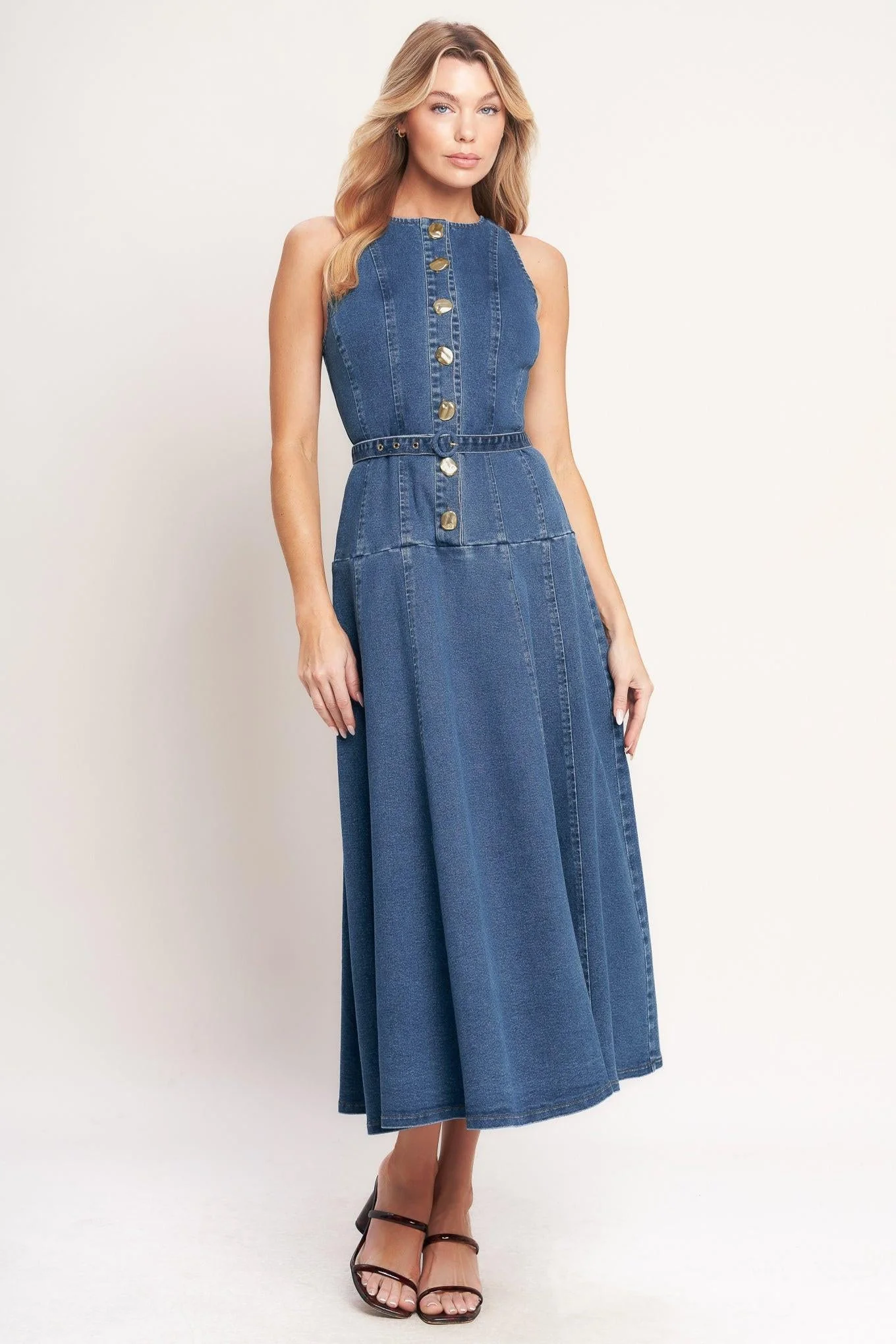 Sunday Stroll Denim Midi Dress - Image 4