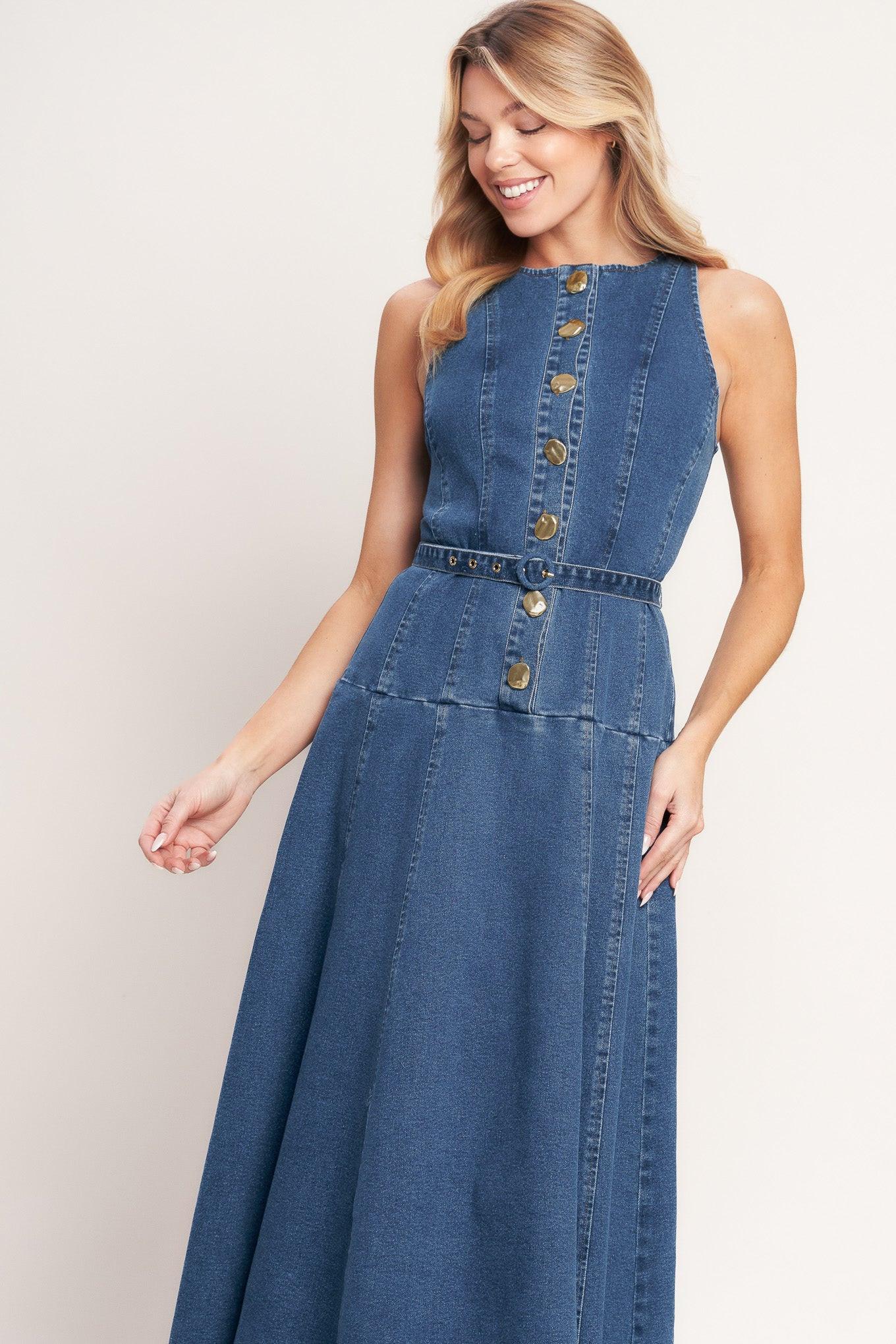 Sunday Stroll Denim Midi Dress - Image 5