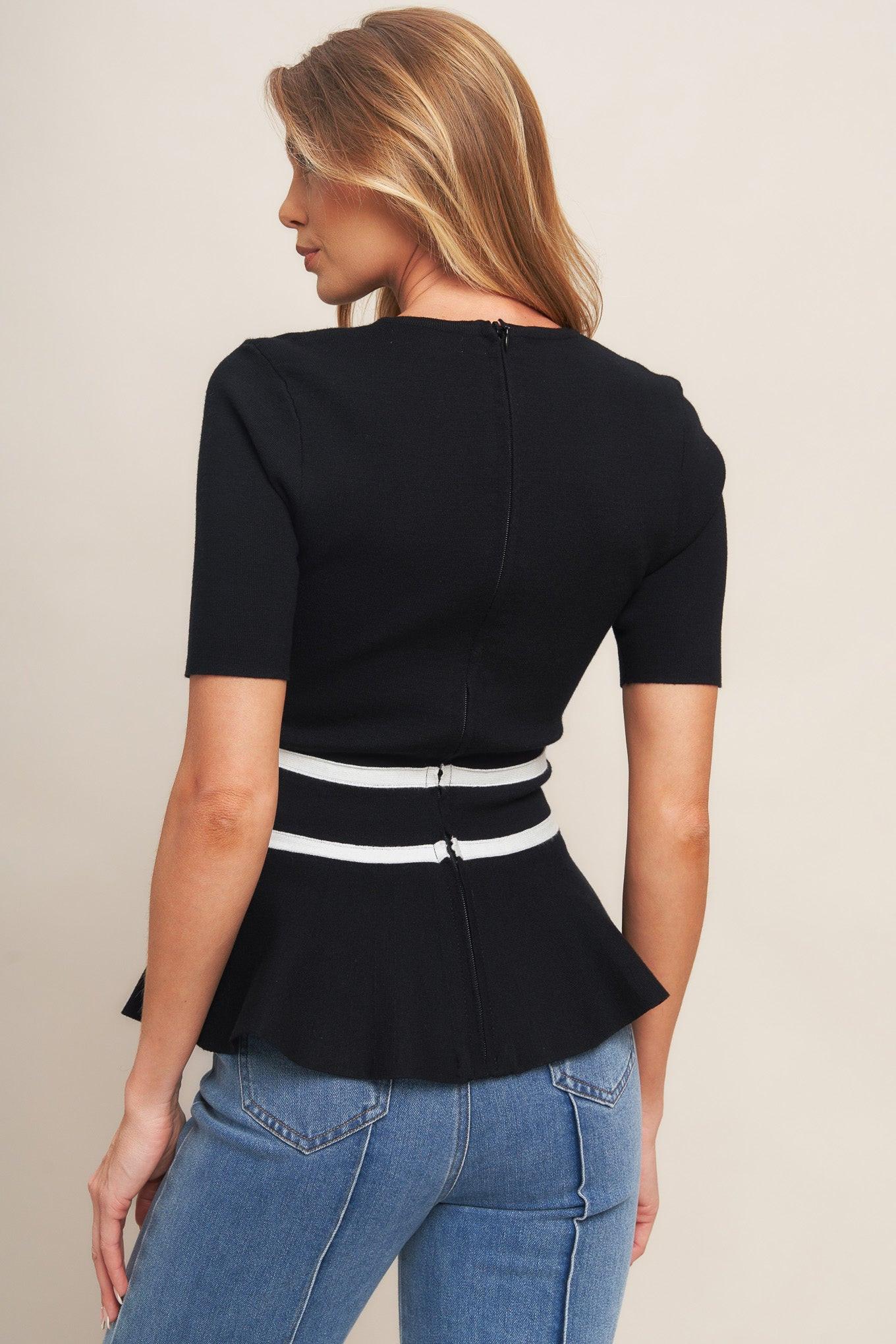 Sunlit Grove Black Sweater Knit Top - Image 4
