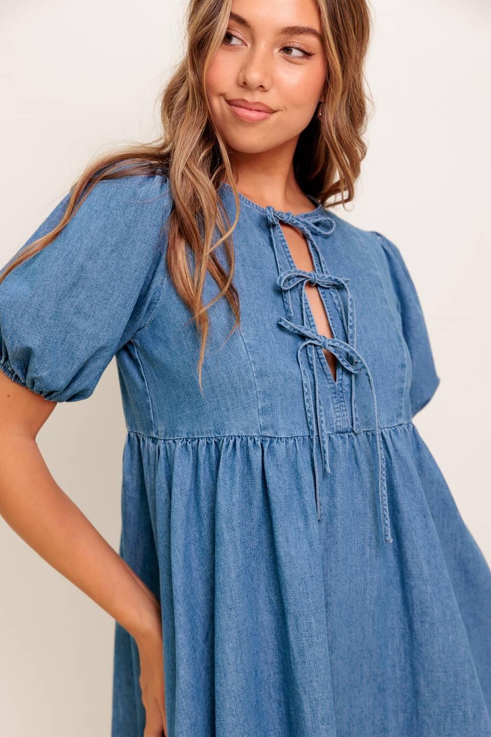Sunset Getaway Denim Mini Dress - Image 3
