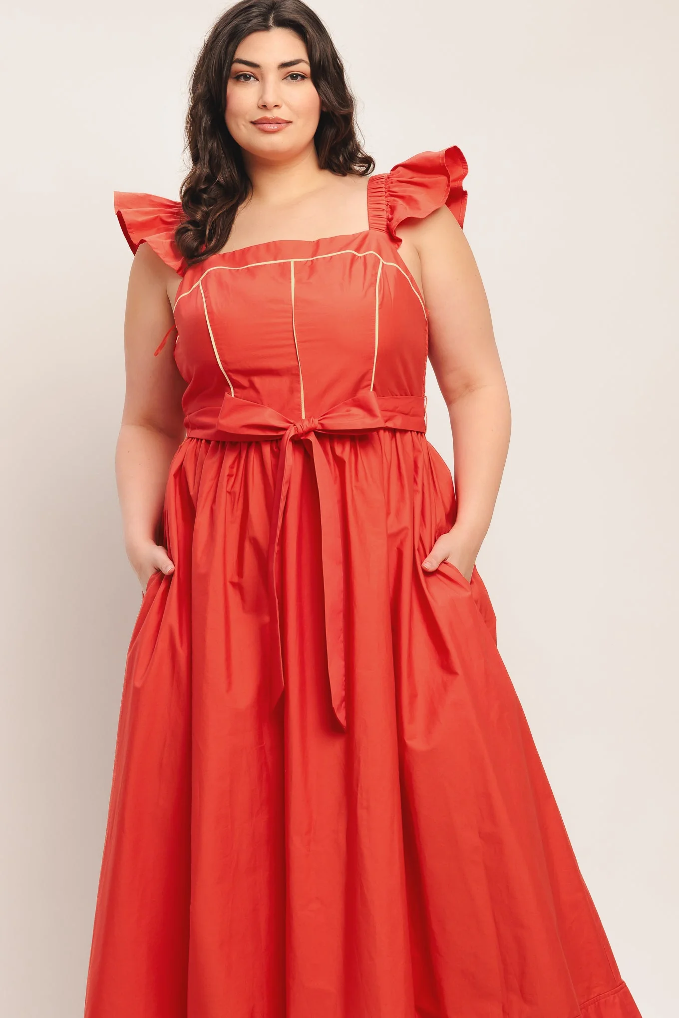 Sunset Romance Woven Midi Dress - Image 8
