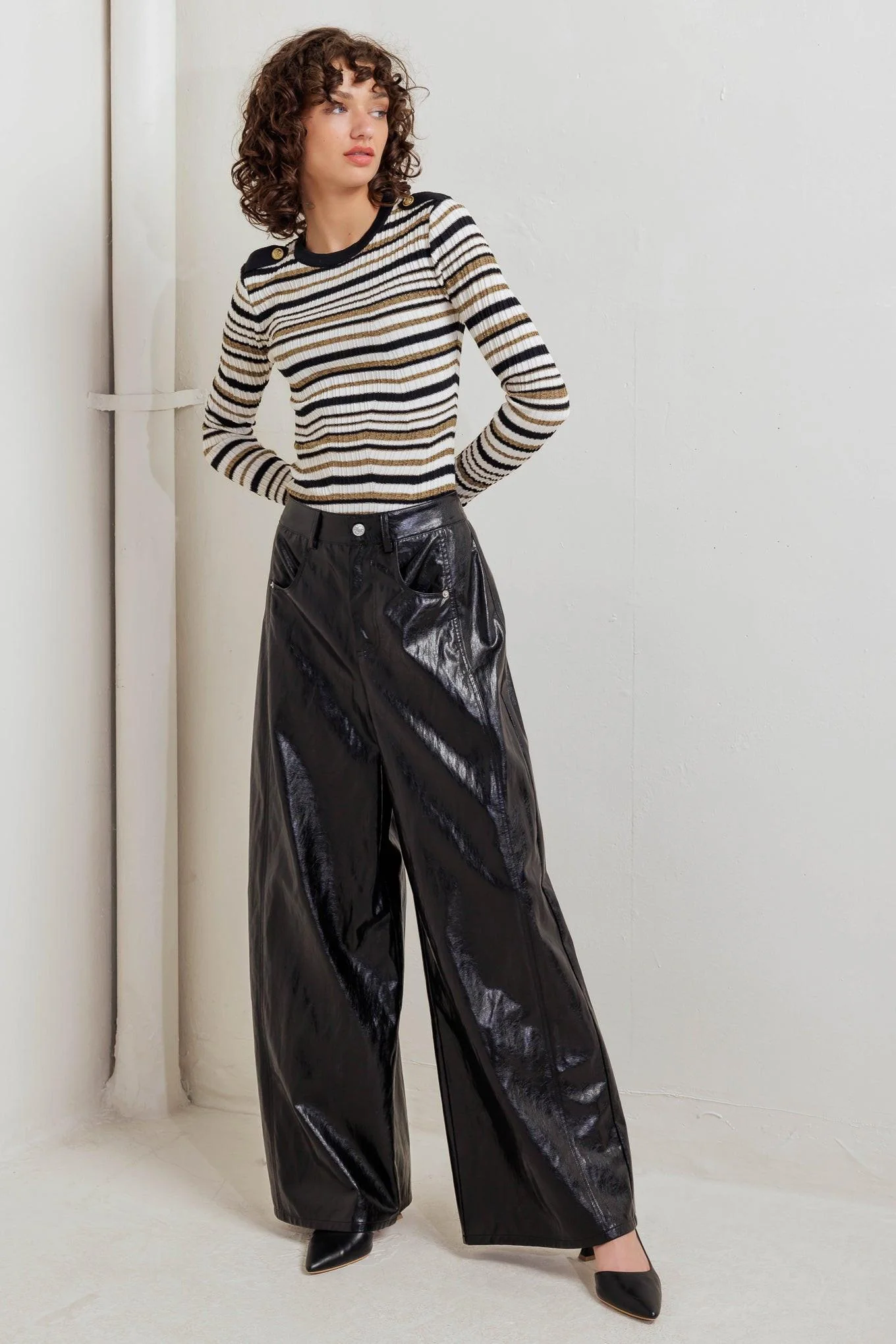 Sweet Stripe Muse Sweater Knit Top - Image 4