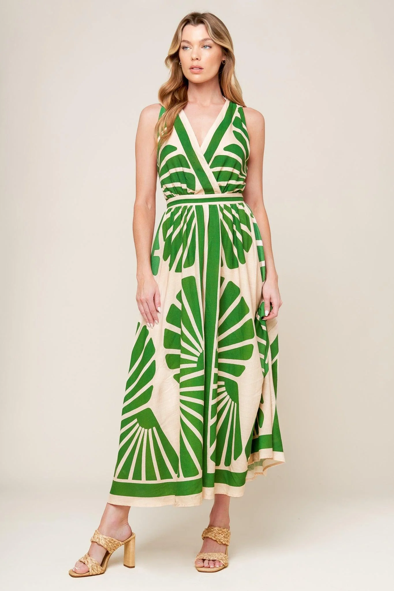 Swept Me Off My Feet Green Woven Midi Dress - Image 3