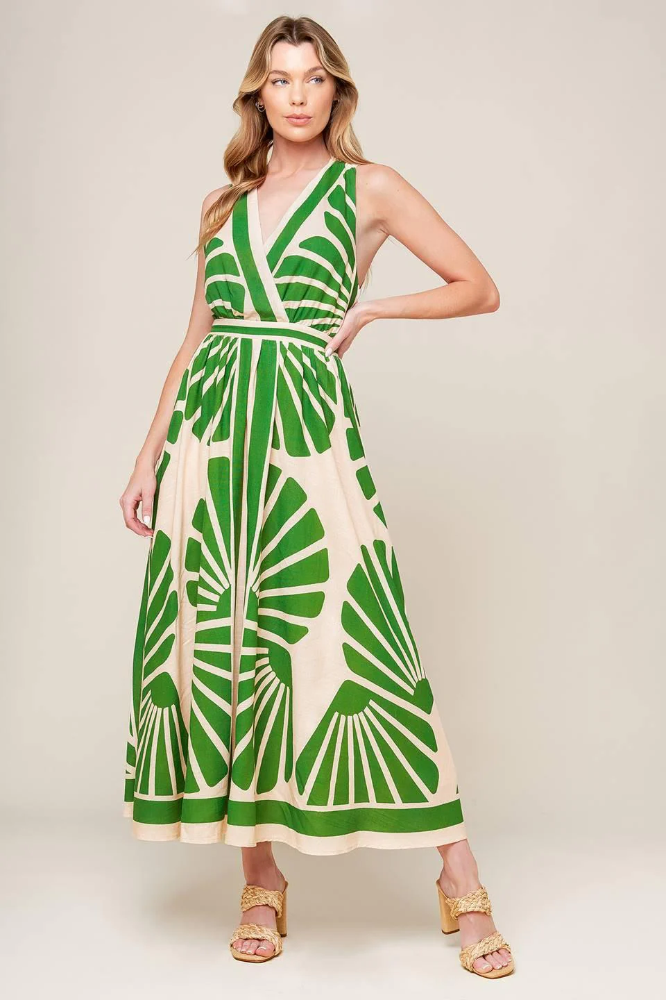Swept Me Off My Feet Green Woven Midi Dress - Image 5