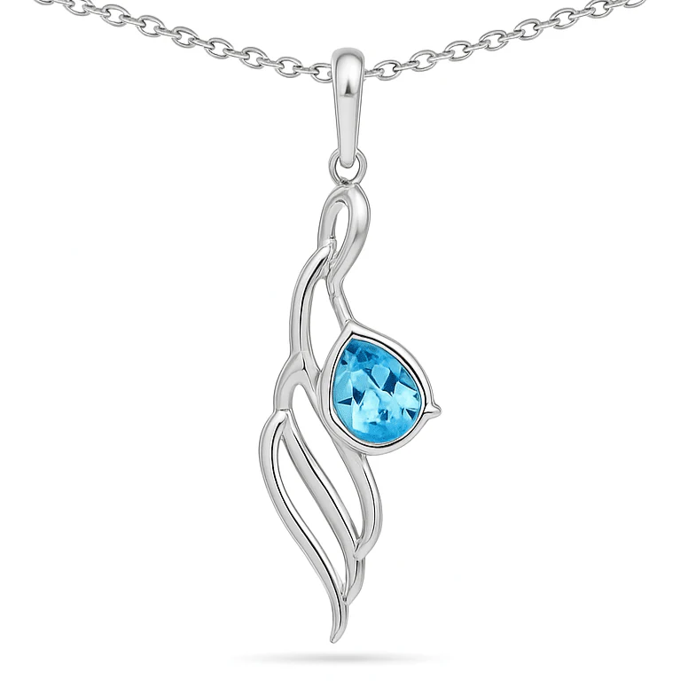Swirl Necklace 2.92 Carats Sky Blue Topaz Jewelry Sterling Silver Wave Pendant Blue Wave Necklace for Women Sterling Silver December Birthstone Jewelry Gift - Image 2