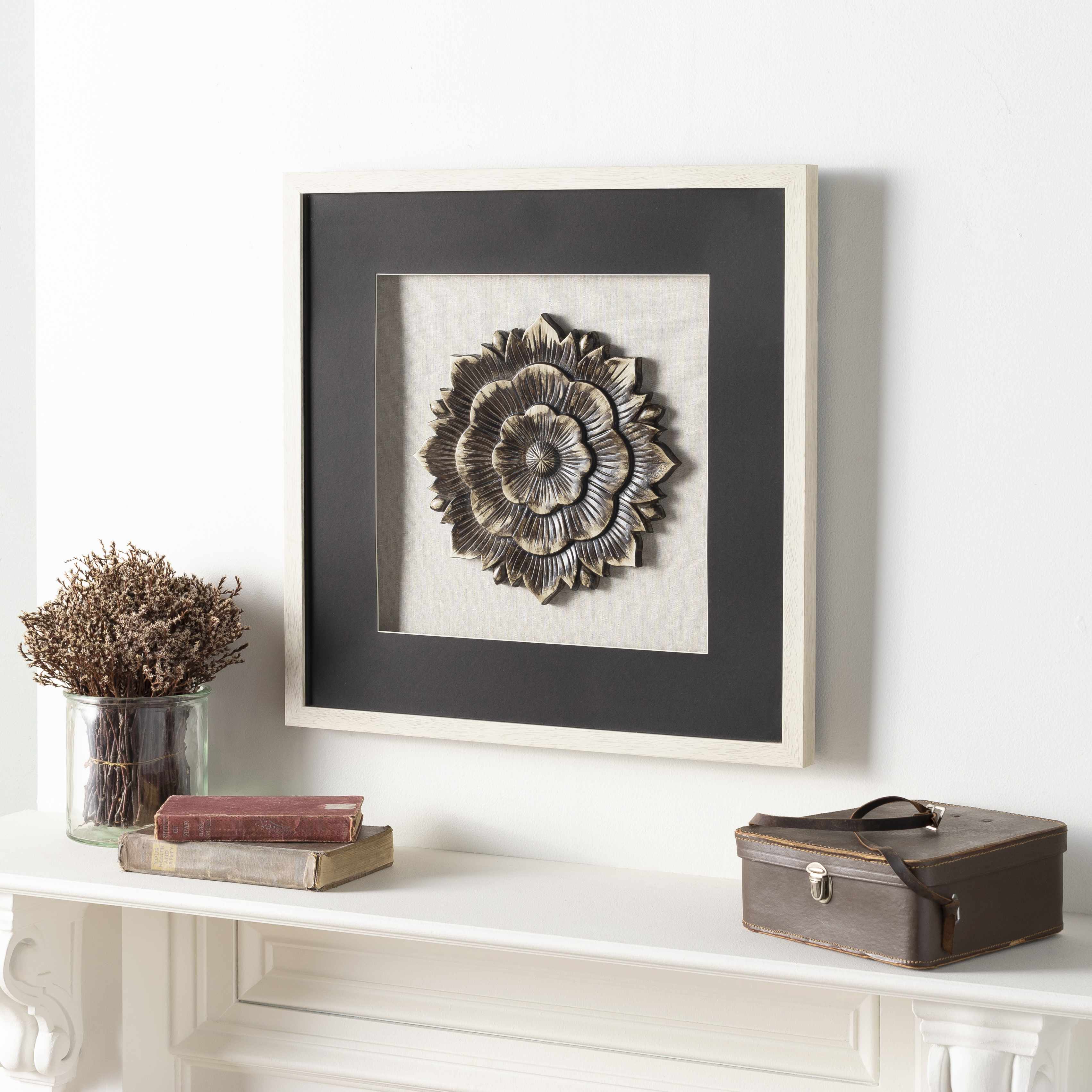 Tanza Black Textured Floral Wall Art - Clearance - Image 3