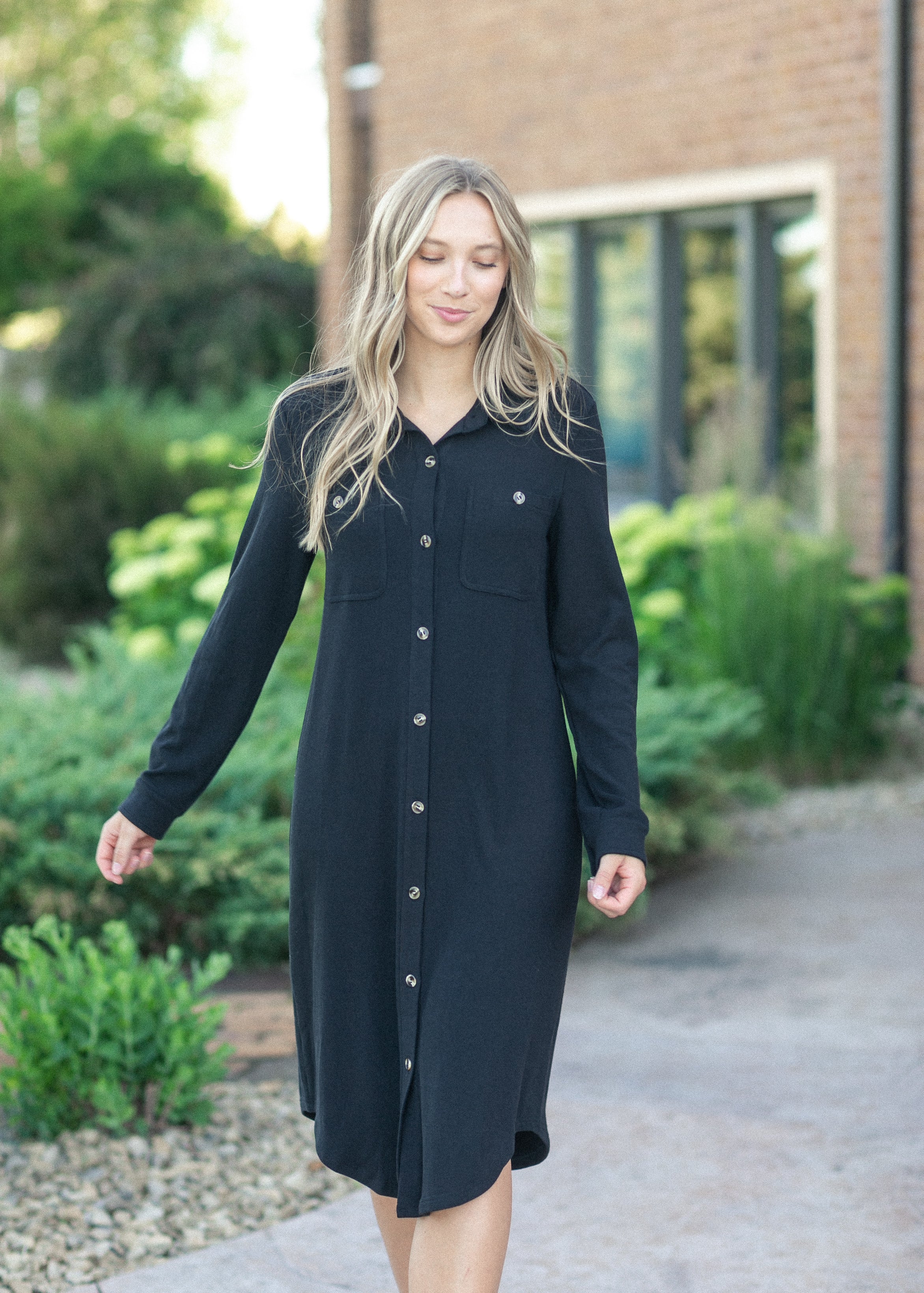 Teagan Black Ultra Soft Shirt Dress - FINAL SALE - Image 8