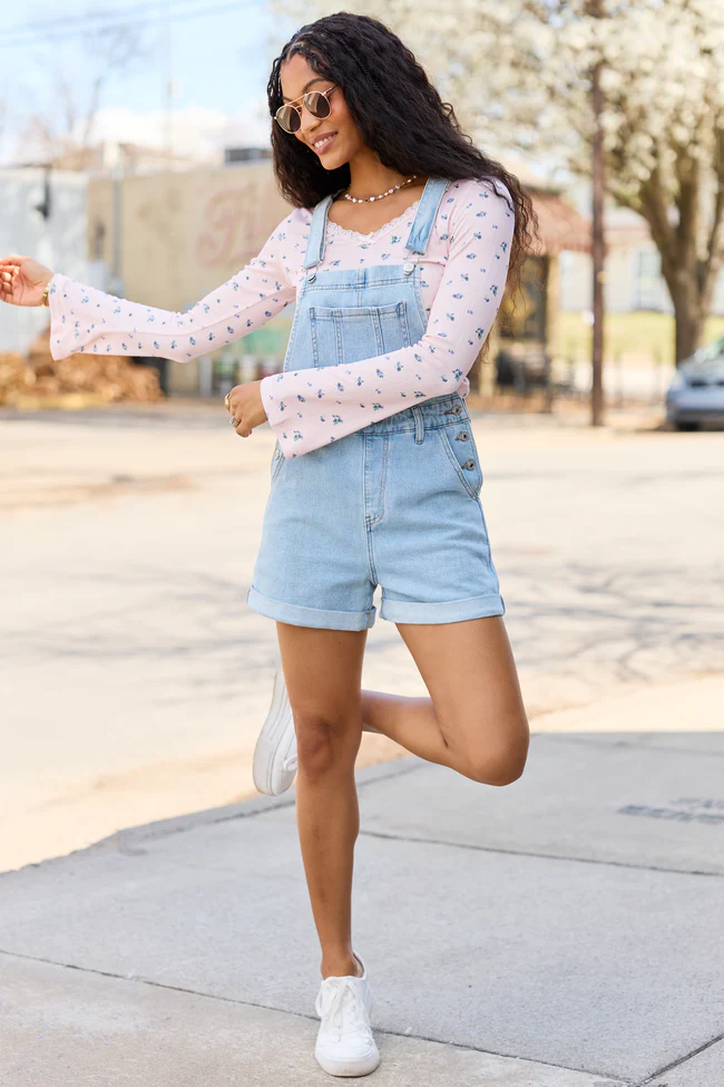 Tessa Light Wash Denim Overalls - Image 5