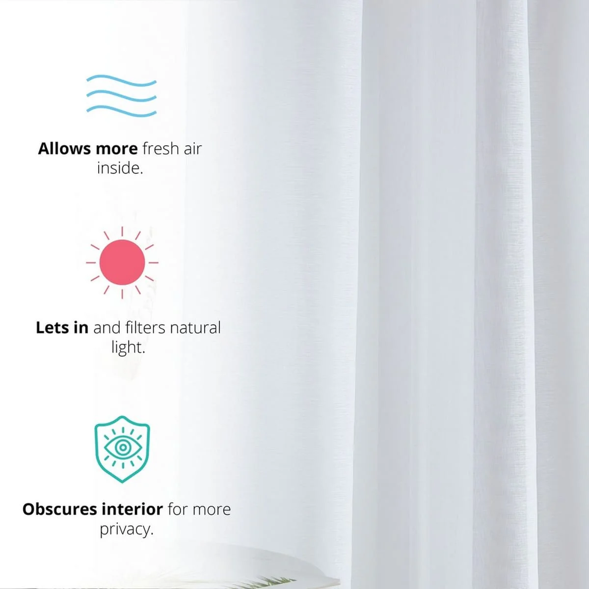 Thd Basics 2 Piece Semi Sheer Voile Window Curtain Drapes Grommet Top Panels for Bedroom, Living Room & Kids Room - Set of 2 Panels - Image 22