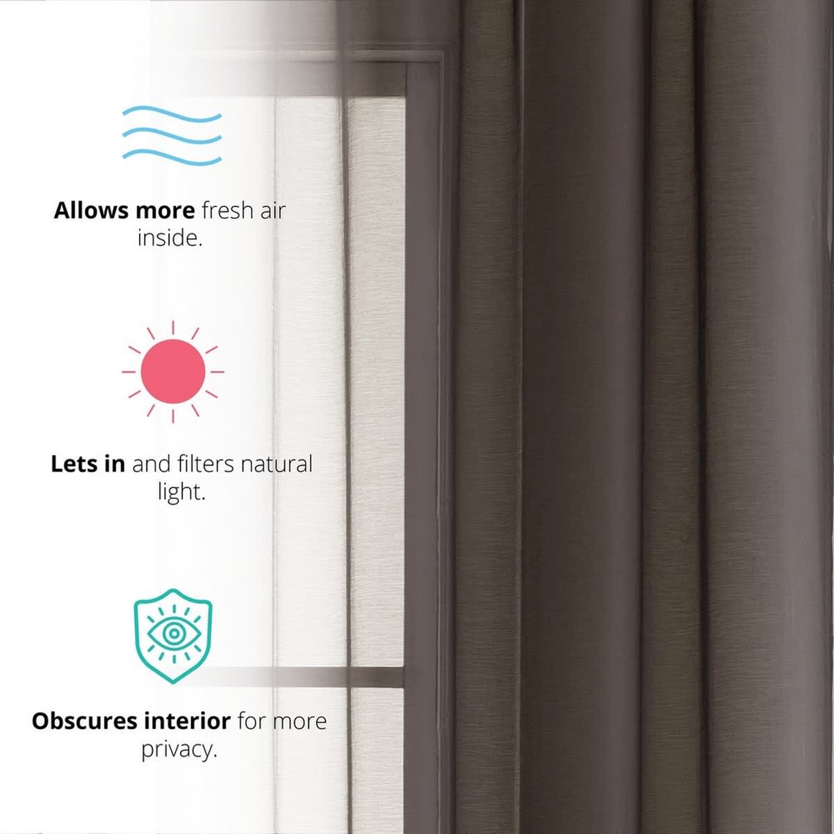 Thd Basics 2 Piece Semi Sheer Voile Window Curtain Drapes Grommet Top Panels for Bedroom, Living Room & Kids Room - Set of 2 Panels - Image 3