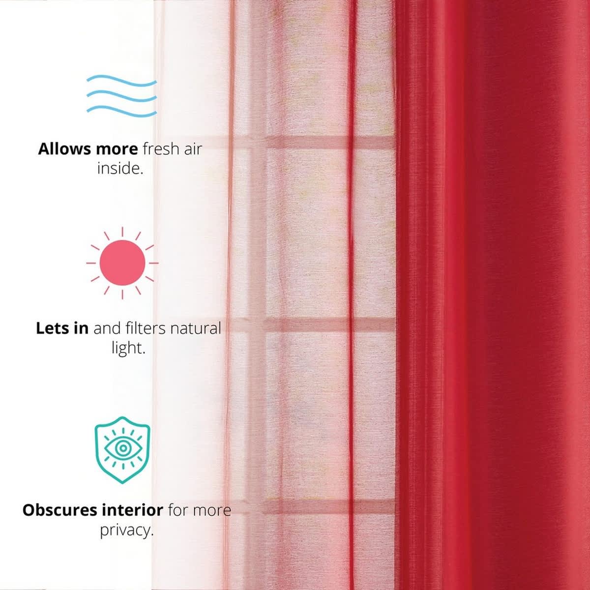 Thd Basics 2 Piece Semi Sheer Voile Window Curtain Drapes Grommet Top Panels for Bedroom, Living Room & Kids Room - Set of 2 Panels - Image 85