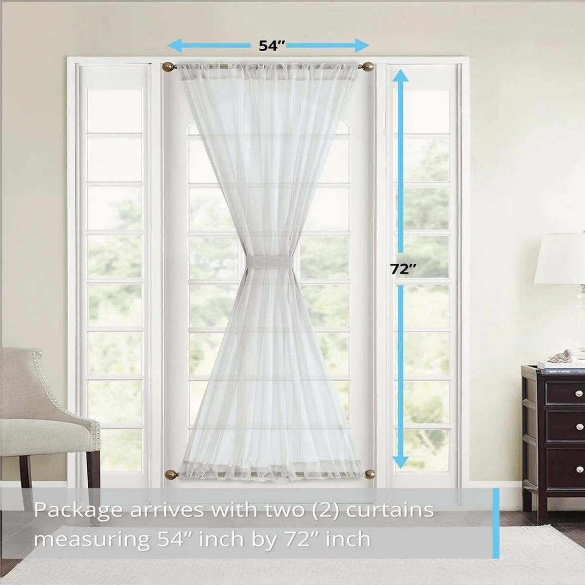 Thd Basics Sheer Sunlight Transparent French Door Curtains - Set of 2 - Image 14