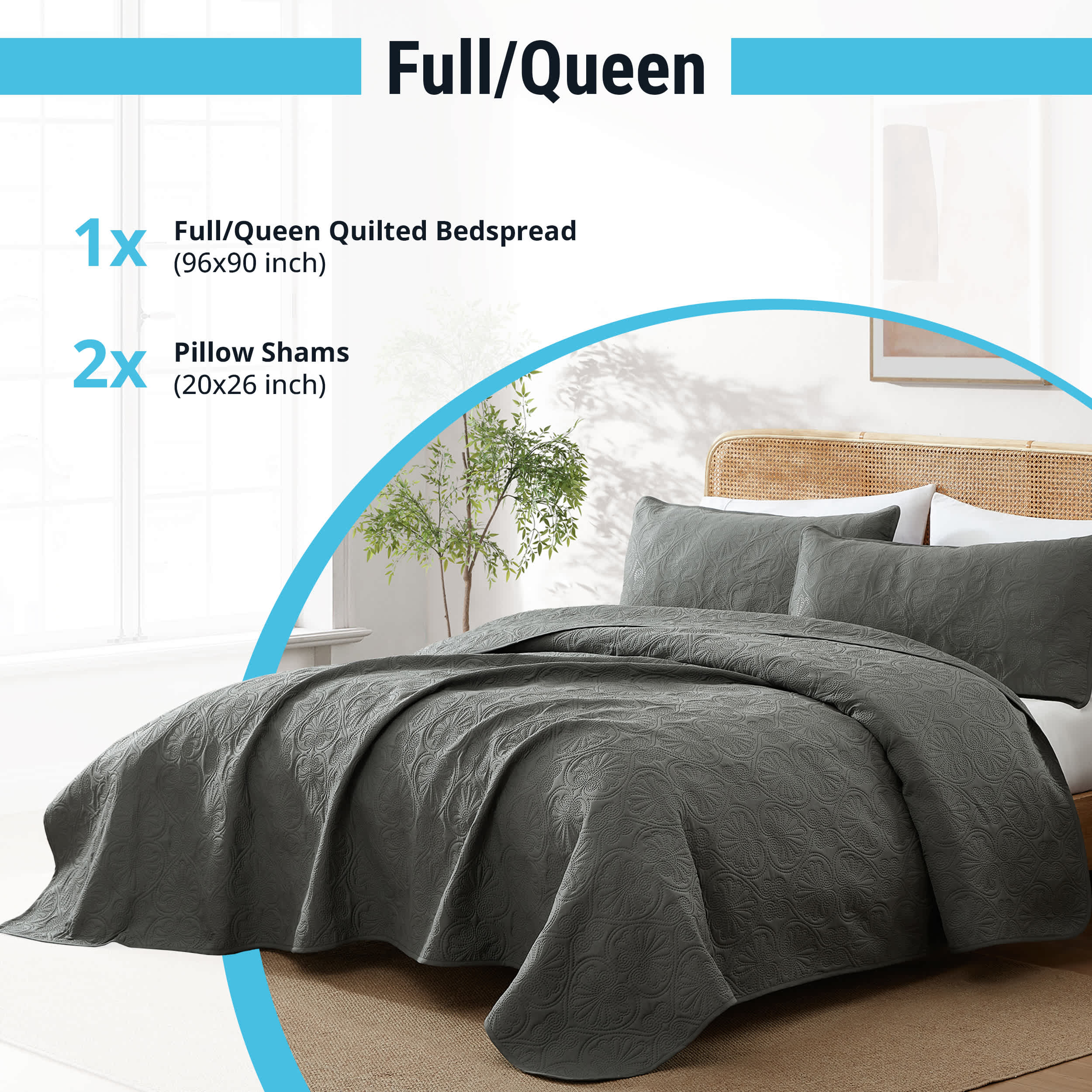 Thd Benjamin - 3 Piece Full Queen Size Quilt Set, Lightweight Queen Bedspread Coverlet Set - Image 9