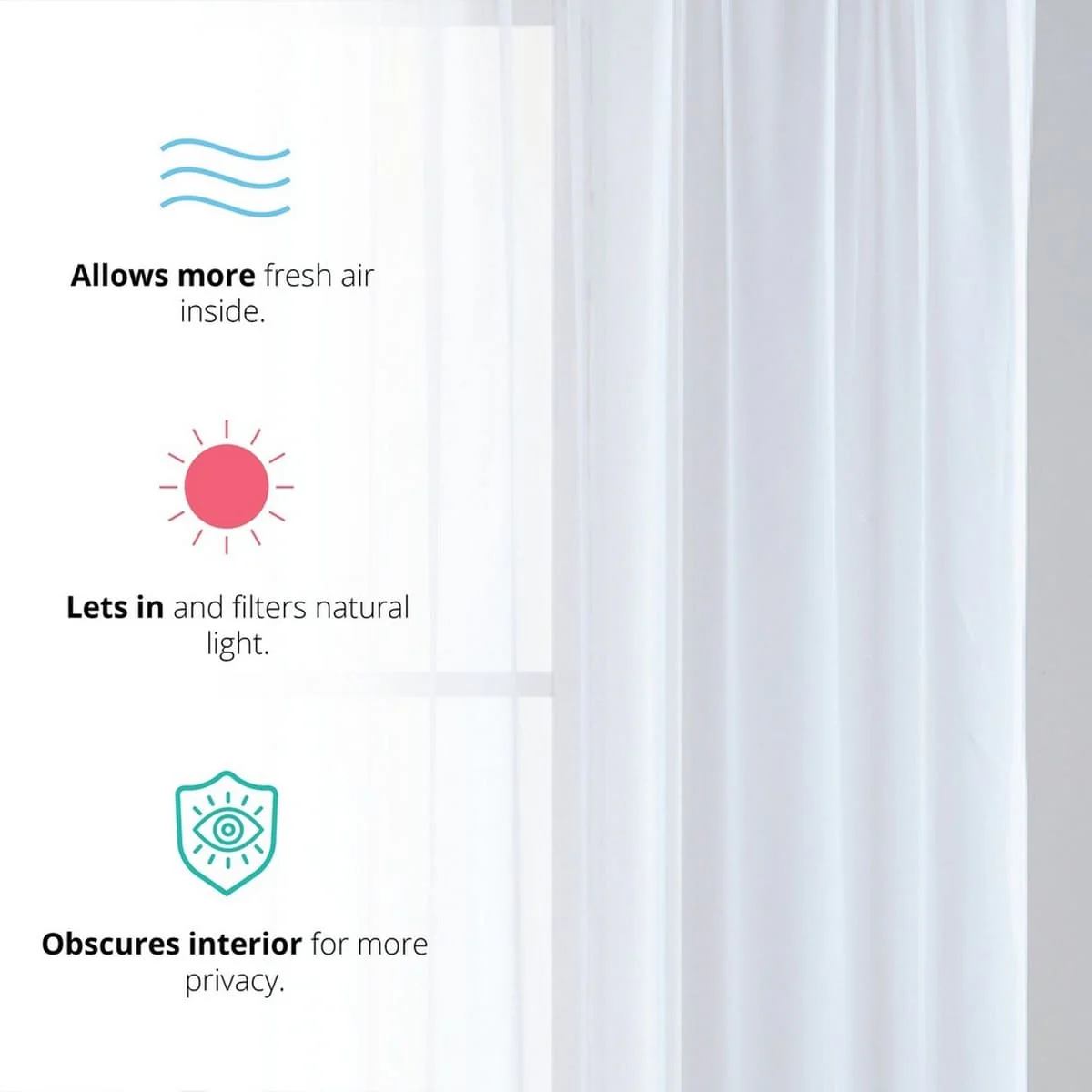 Thd Essentials Sheer Voile Window Treatment Rod Pocket Curtain Panels - Set of 2 - Image 21