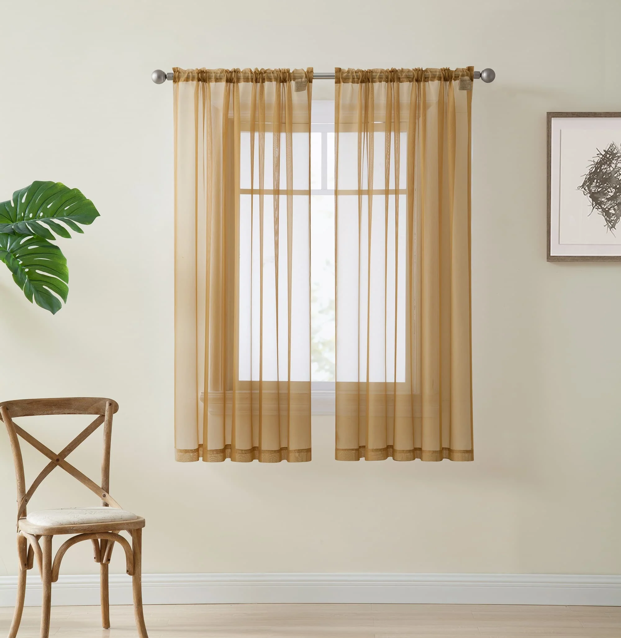 Thd Essentials Sheer Voile Window Treatment Rod Pocket Curtain Panels - Set of 2 - Image 76